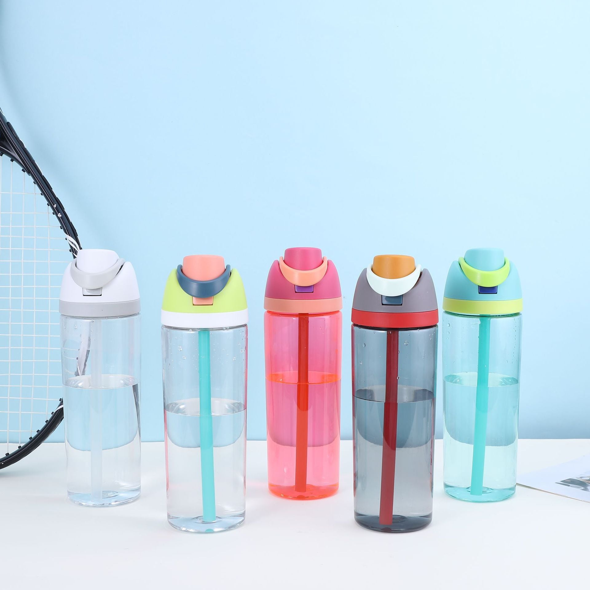 Cute High-Appearance Water Bottle with Straw for Girls, Suitable for Sports and Outdoor Use, Children's Plastic Cup, Gift, Household Water Jug, Leak-Proof and Sealed