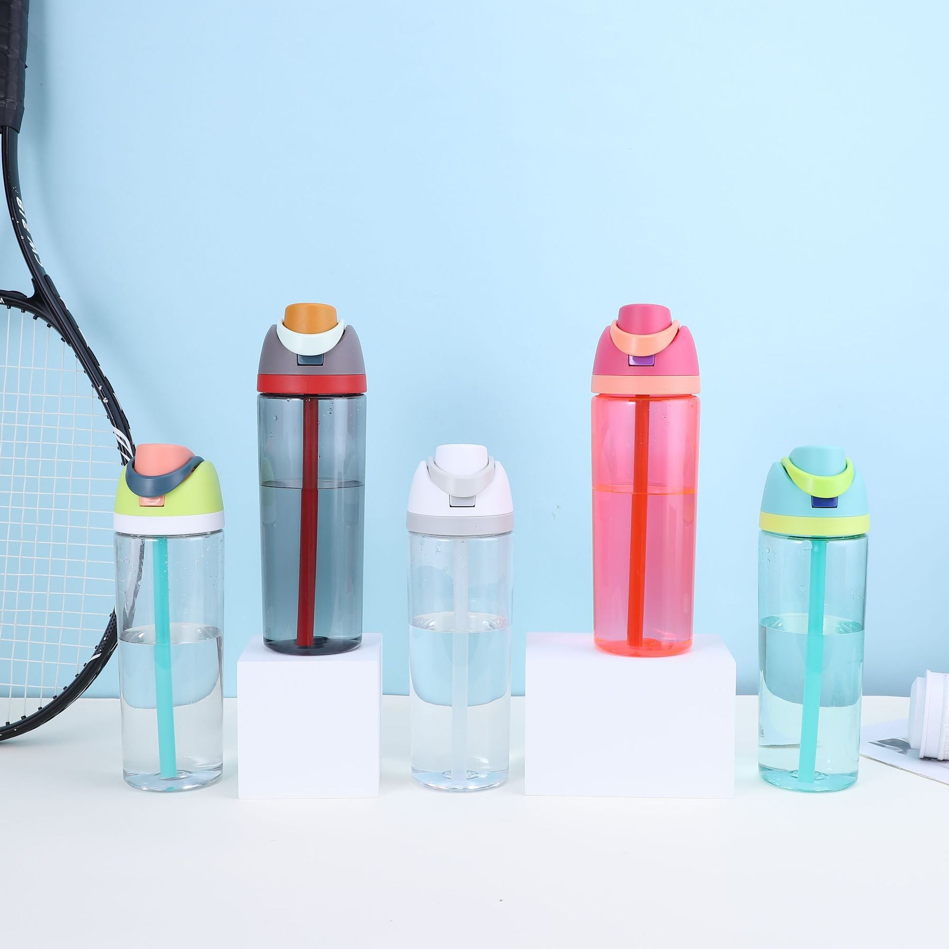 Cute High-Appearance Water Bottle with Straw for Girls, Suitable for Sports and Outdoor Use, Children's Plastic Cup, Gift, Household Water Jug, Leak-Proof and Sealed