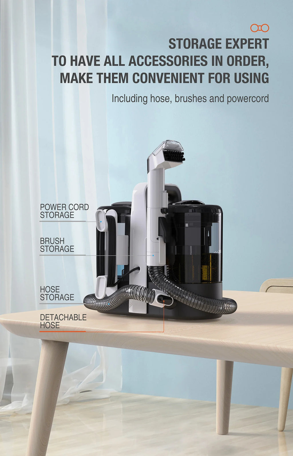 Multi-Purpose Portable Carpet and Upholstery Cleaner Machine Power Spot Vacuum for Car and Hotel Pet Stain Remover