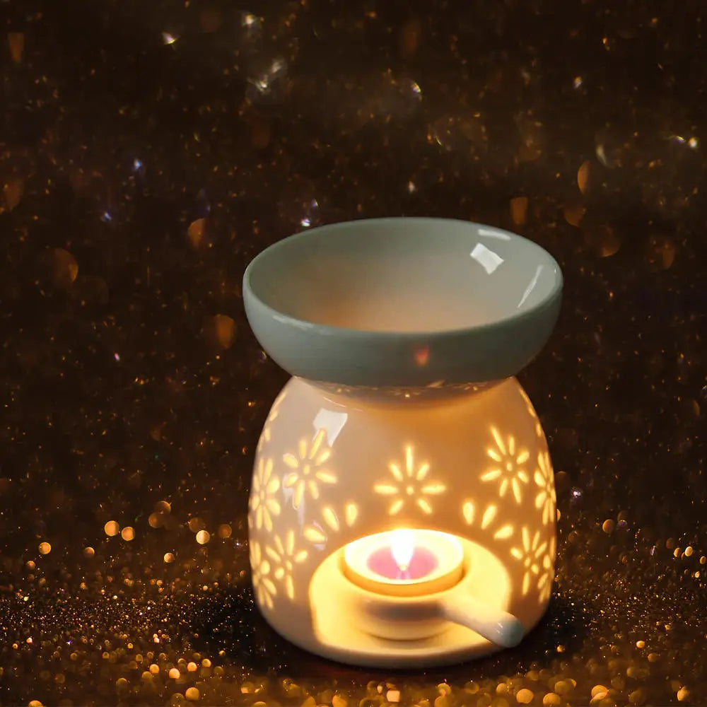 Ceramic Candle Holder Candle Tray Tower Incense Holder with Handle Oil Burner Diffuser Fragrance Tray Home Decoration