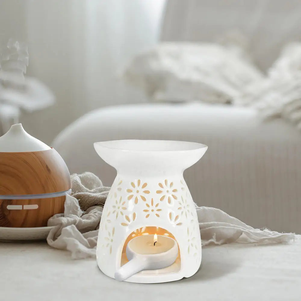 Ceramic Candle Holder Candle Tray Tower Incense Holder with Handle Oil Burner Diffuser Fragrance Tray Home Decoration