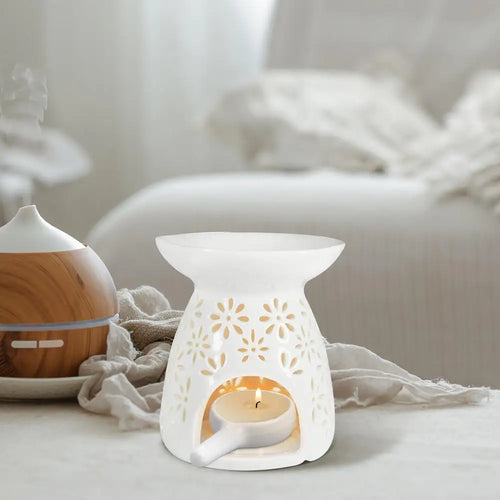 Ceramic Candle Holder Candle Tray Tower Incense Holder with Handle Oil Burner Diffuser Fragrance Tray Home Decoration