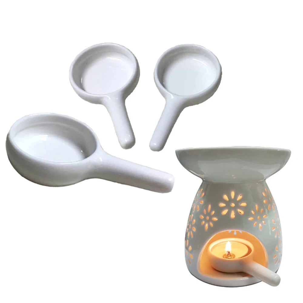 Ceramic Candle Holder Candle Tray Tower Incense Holder with Handle Oil Burner Diffuser Fragrance Tray Home Decoration