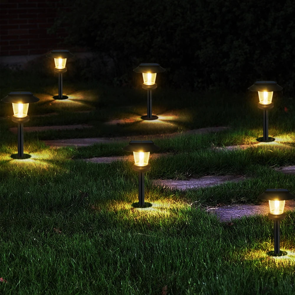 LED Bright Solar Landscape Pathway Lighting Outdoor Waterproof 3 Modes Solar Garden Lights for Yard Path Walkway Lawn Decoration