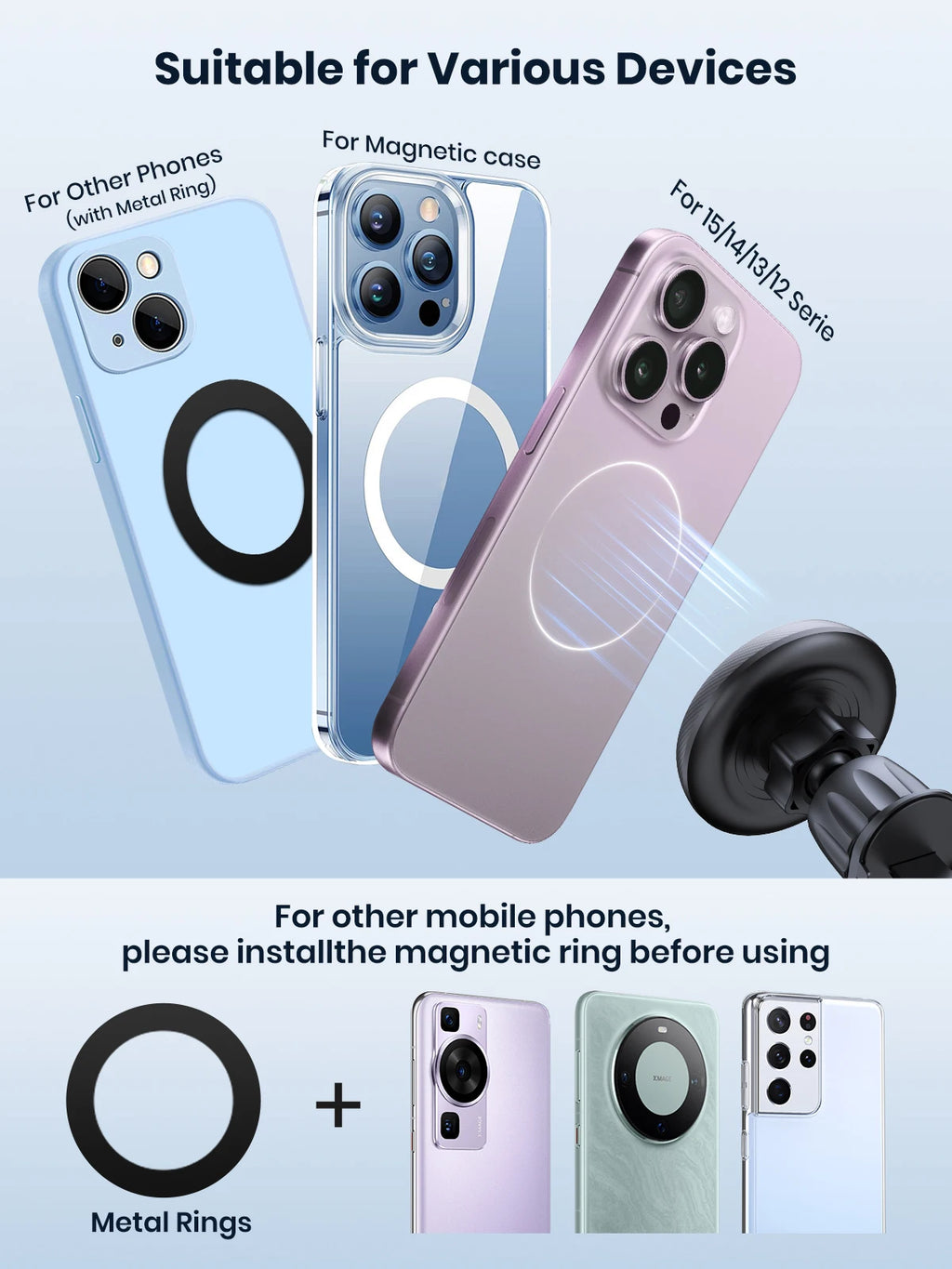 TOPK Magnetic Car Holder FOR Magsafe FOR Phone, 20 Powerful Magnets Metal Hook Vent Clip, Single-Hand Operation Universal Mount
