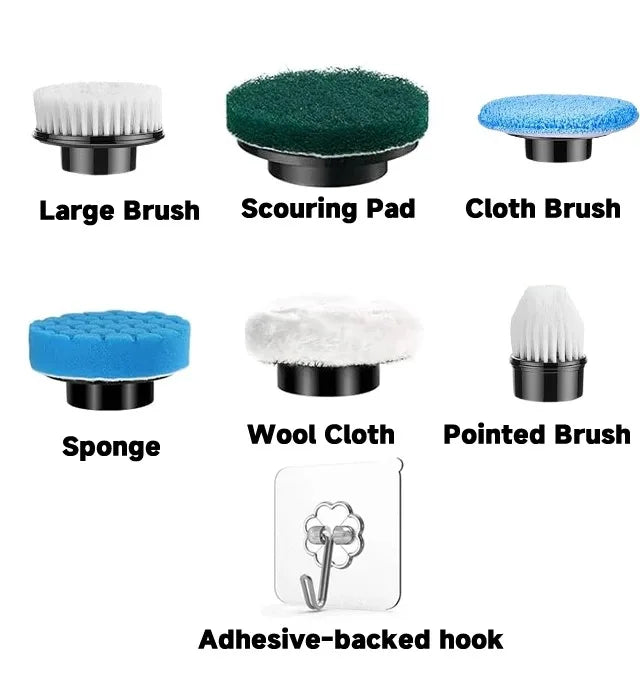 Electric Cleaning Brush Electric Spin Scrubber 7 in 1 Cleaning Tool For Kitchen/Bathroom/Living Room Household Hair Brushes