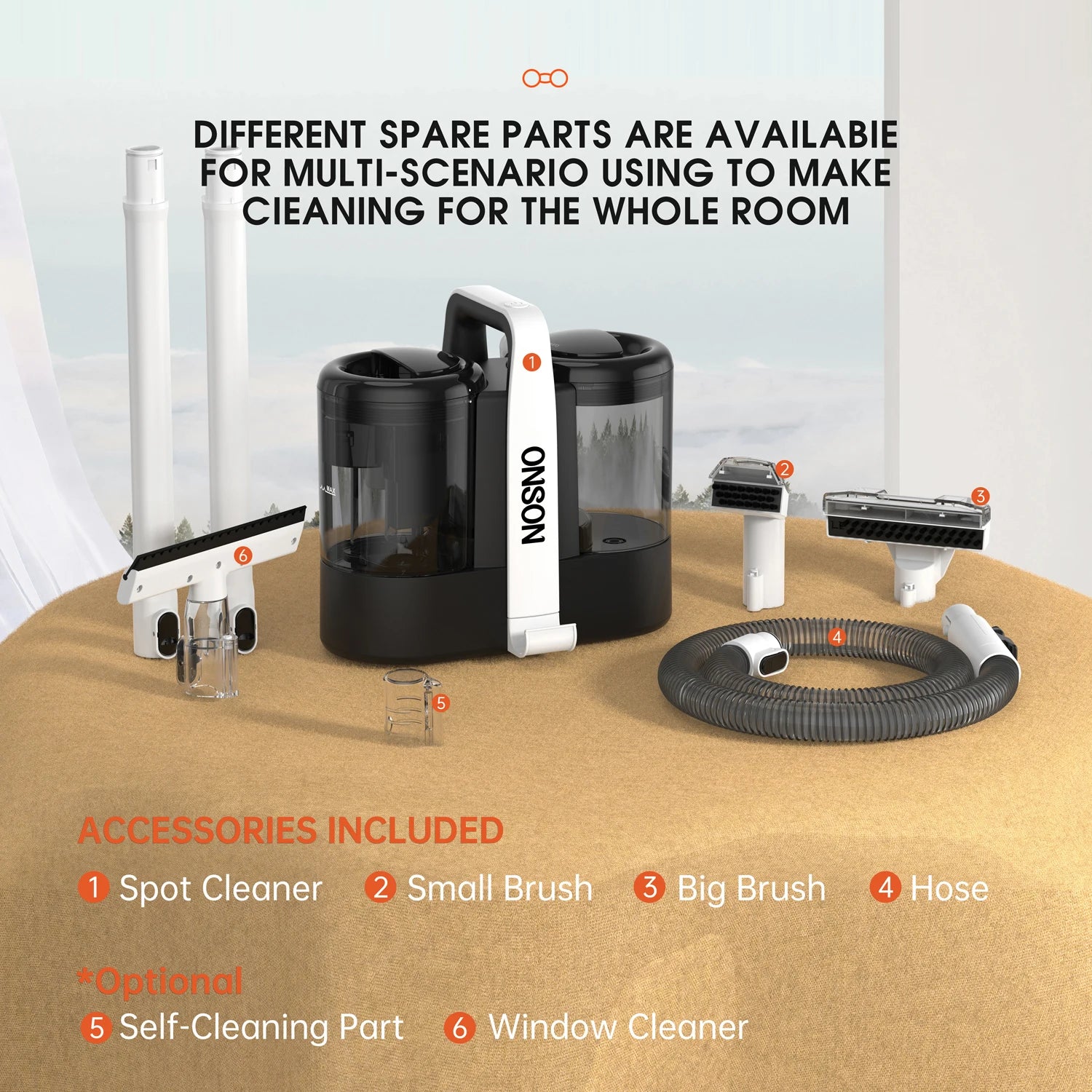 Multi-Purpose Portable Carpet and Upholstery Cleaner Machine Power Spot Vacuum for Car and Hotel Pet Stain Remover