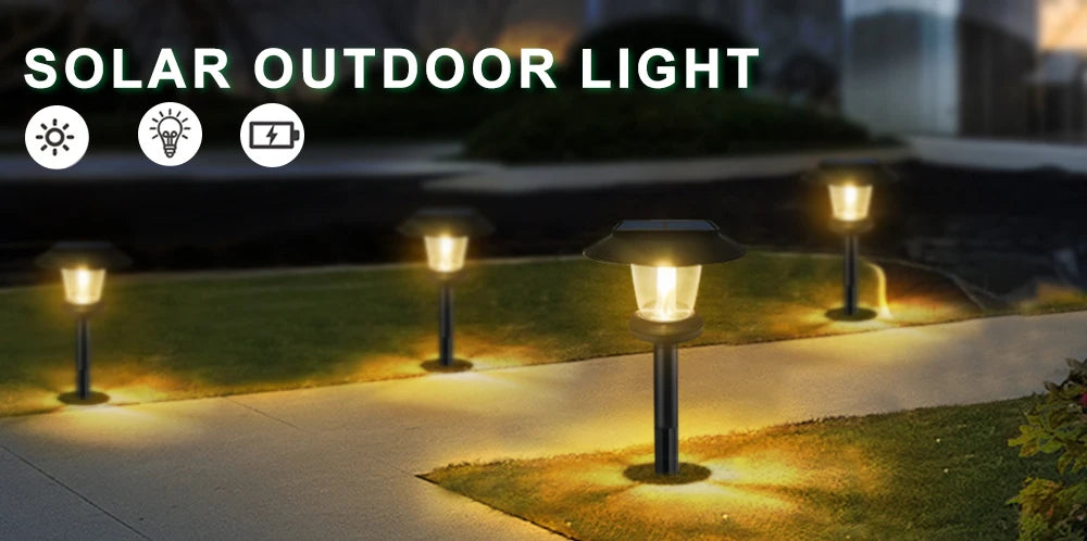 LED Bright Solar Landscape Pathway Lighting Outdoor Waterproof 3 Modes Solar Garden Lights for Yard Path Walkway Lawn Decoration